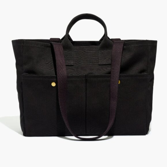 Madewell The Commuter Canvas Bag Tote Black | Work Office School Casual Pockets - Picture 2 of 6